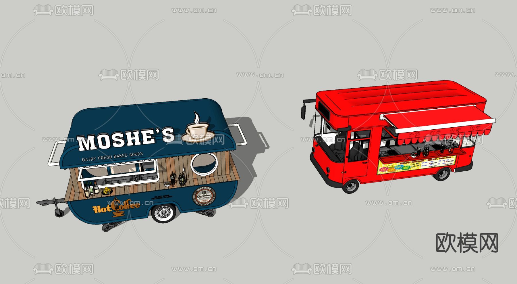 外卖出餐车su模型下载（渲染图2）