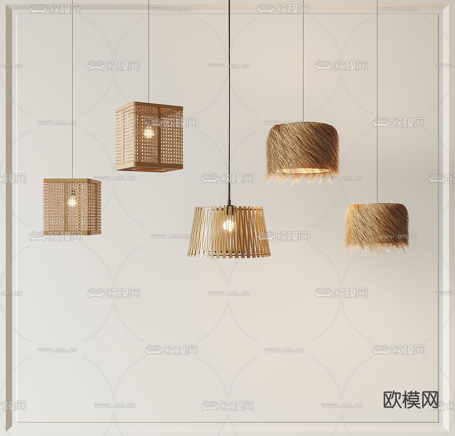 侘寂吊灯su模型下载（渲染图2）