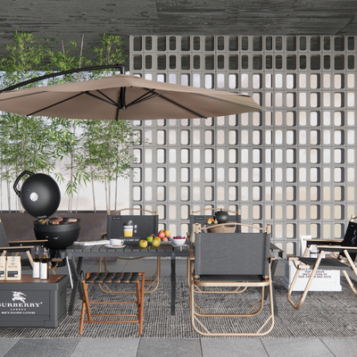  户外桌椅 露营桌椅 折叠桌椅su模型 