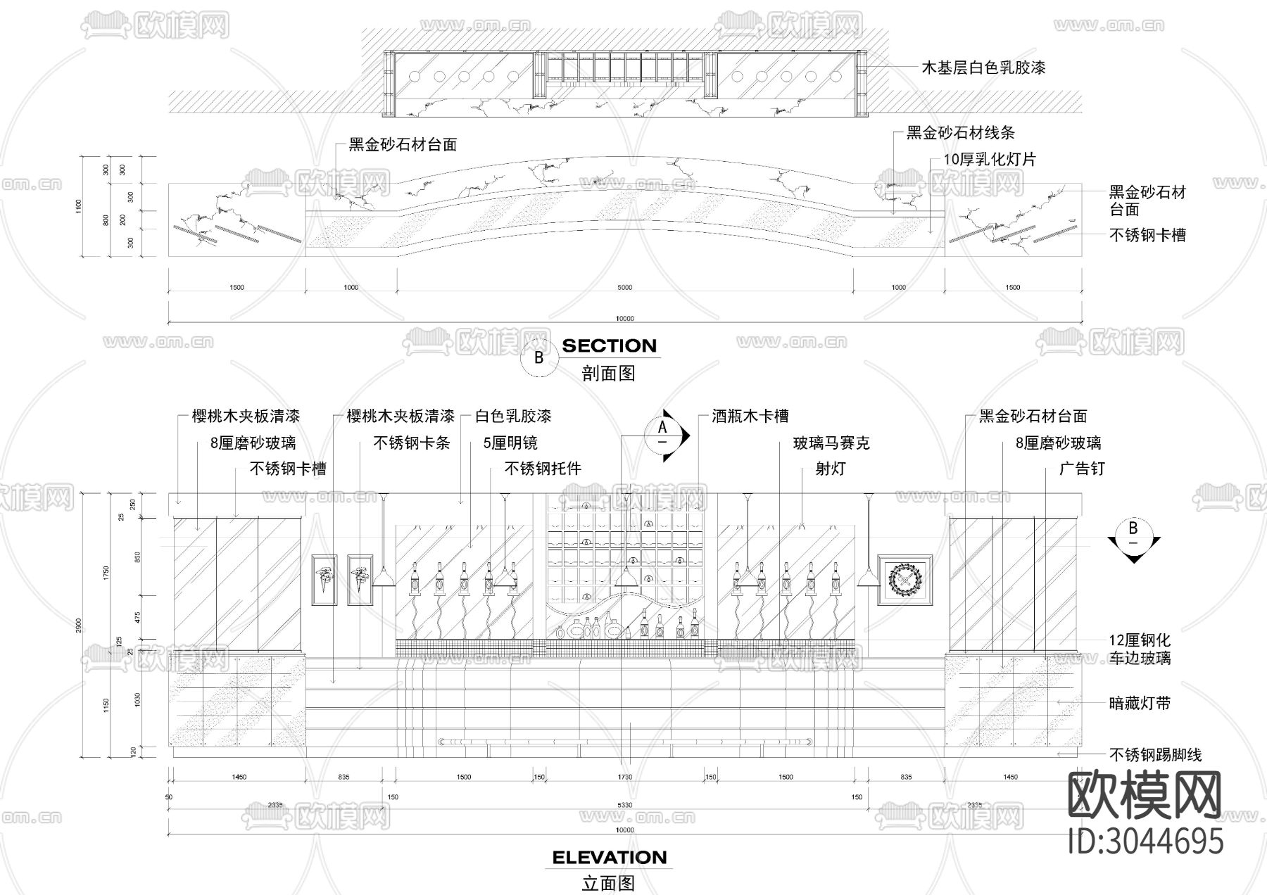 吧台岛台cad图库下载（渲染图10）