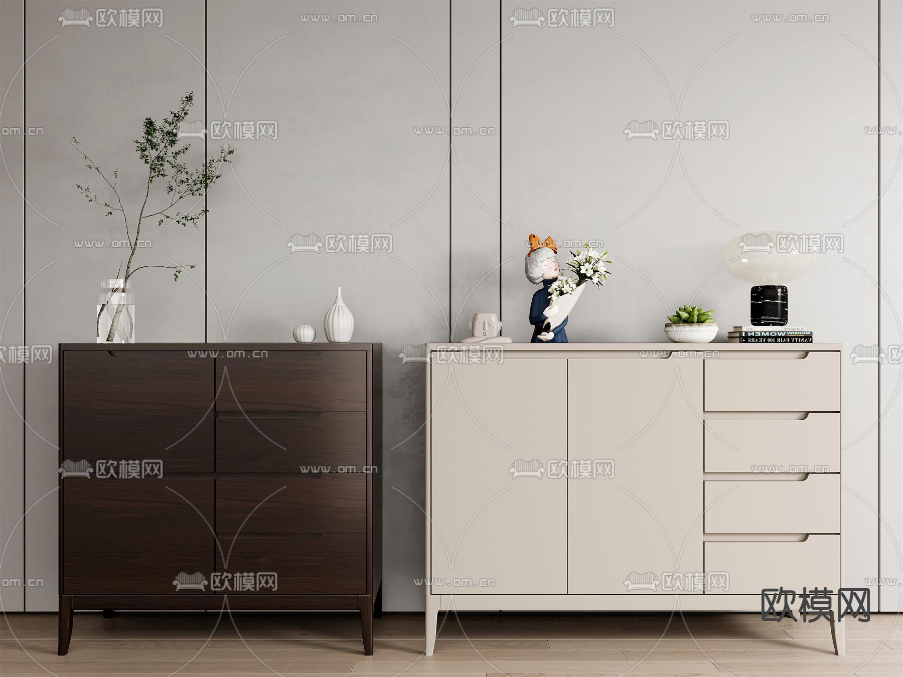 现代斗柜 边柜3d模型下载