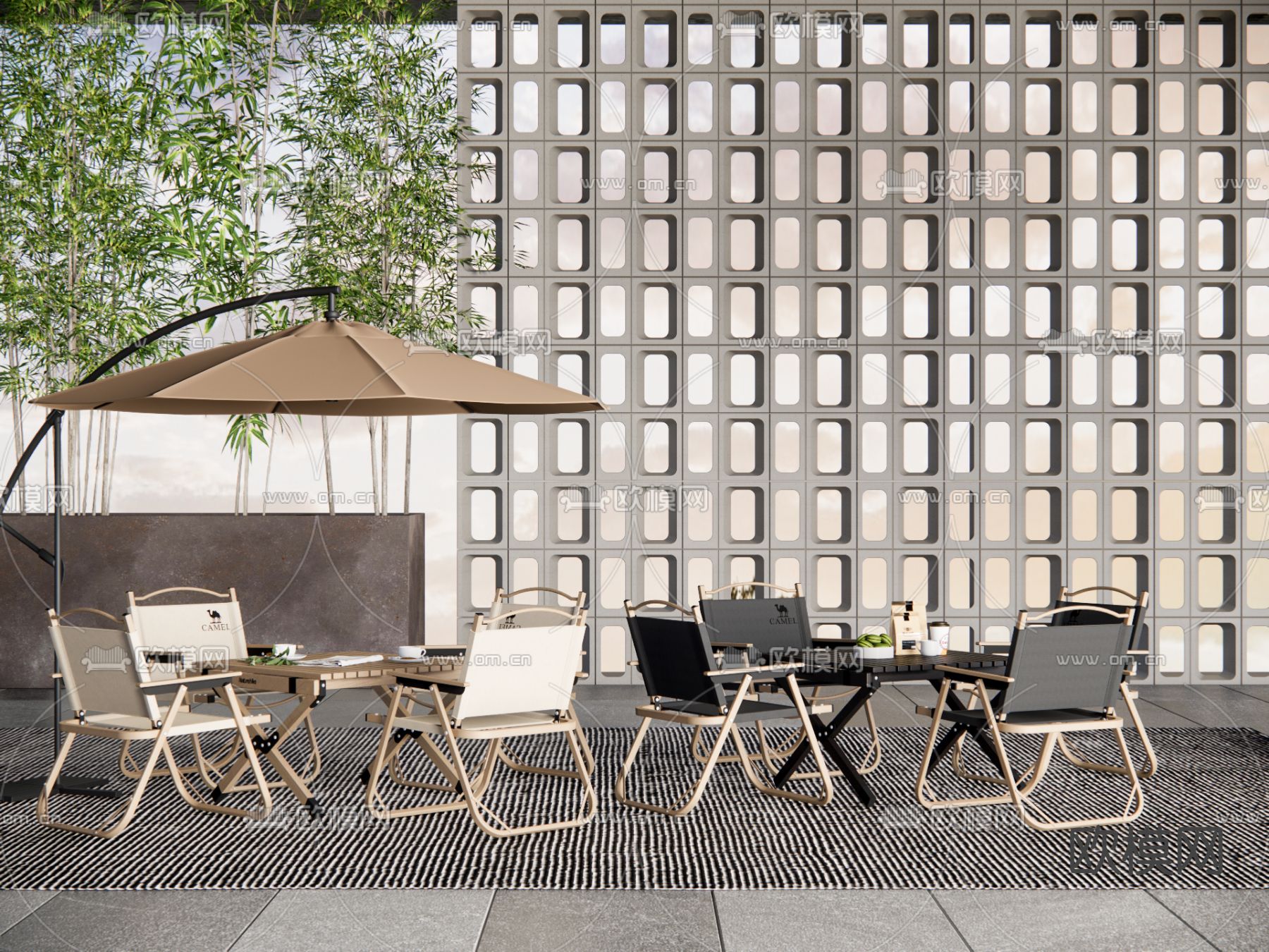 户外桌椅 露营桌椅 折叠桌椅su模型下载（渲染图2）