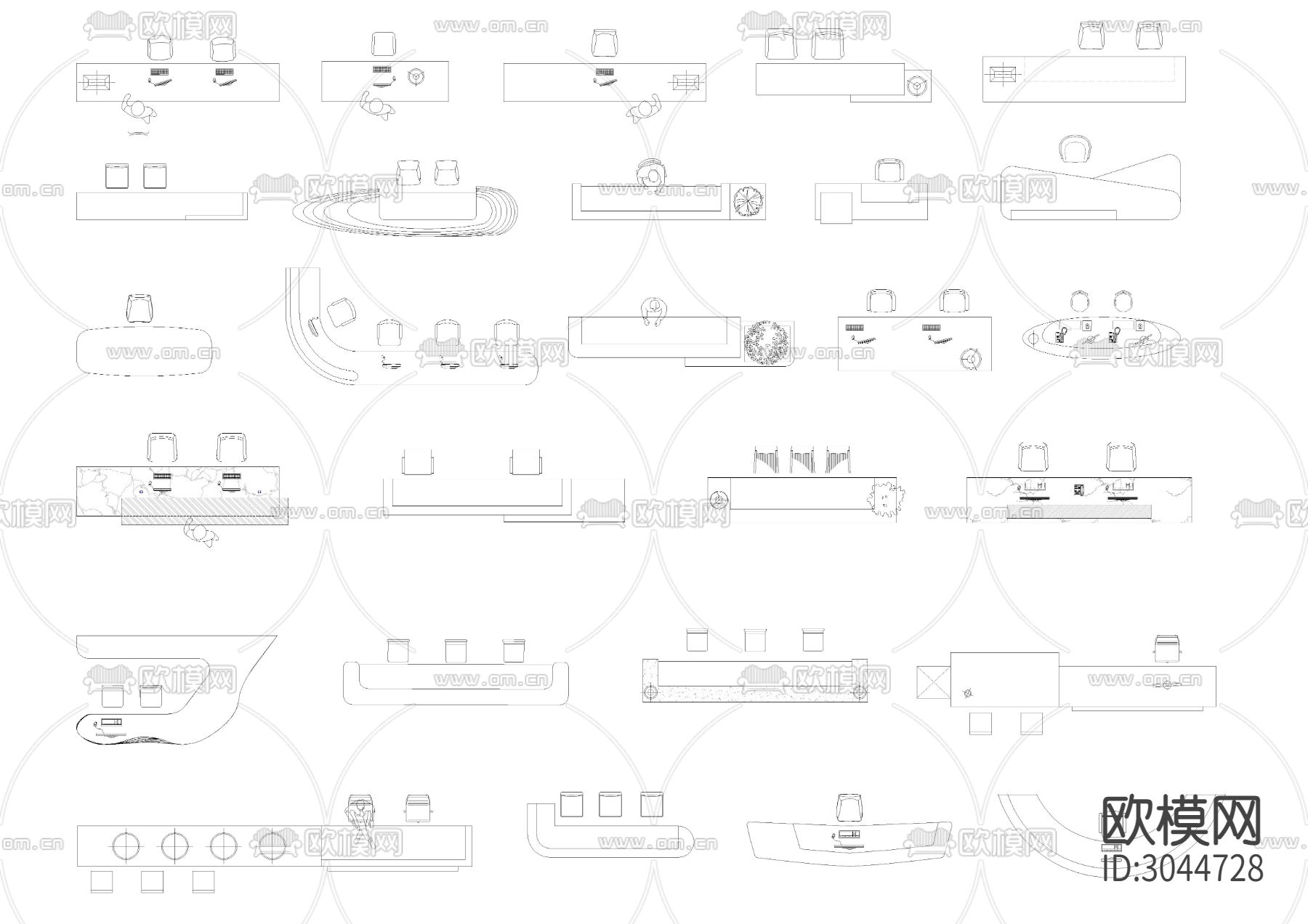 前台服务台cad图库下载（渲染图6）