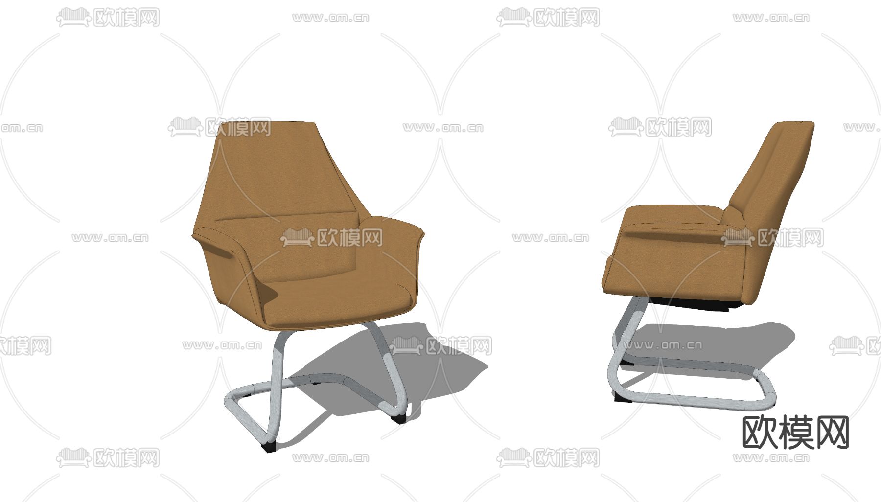 办公椅 弓形椅 会议椅su模型下载（渲染图1）