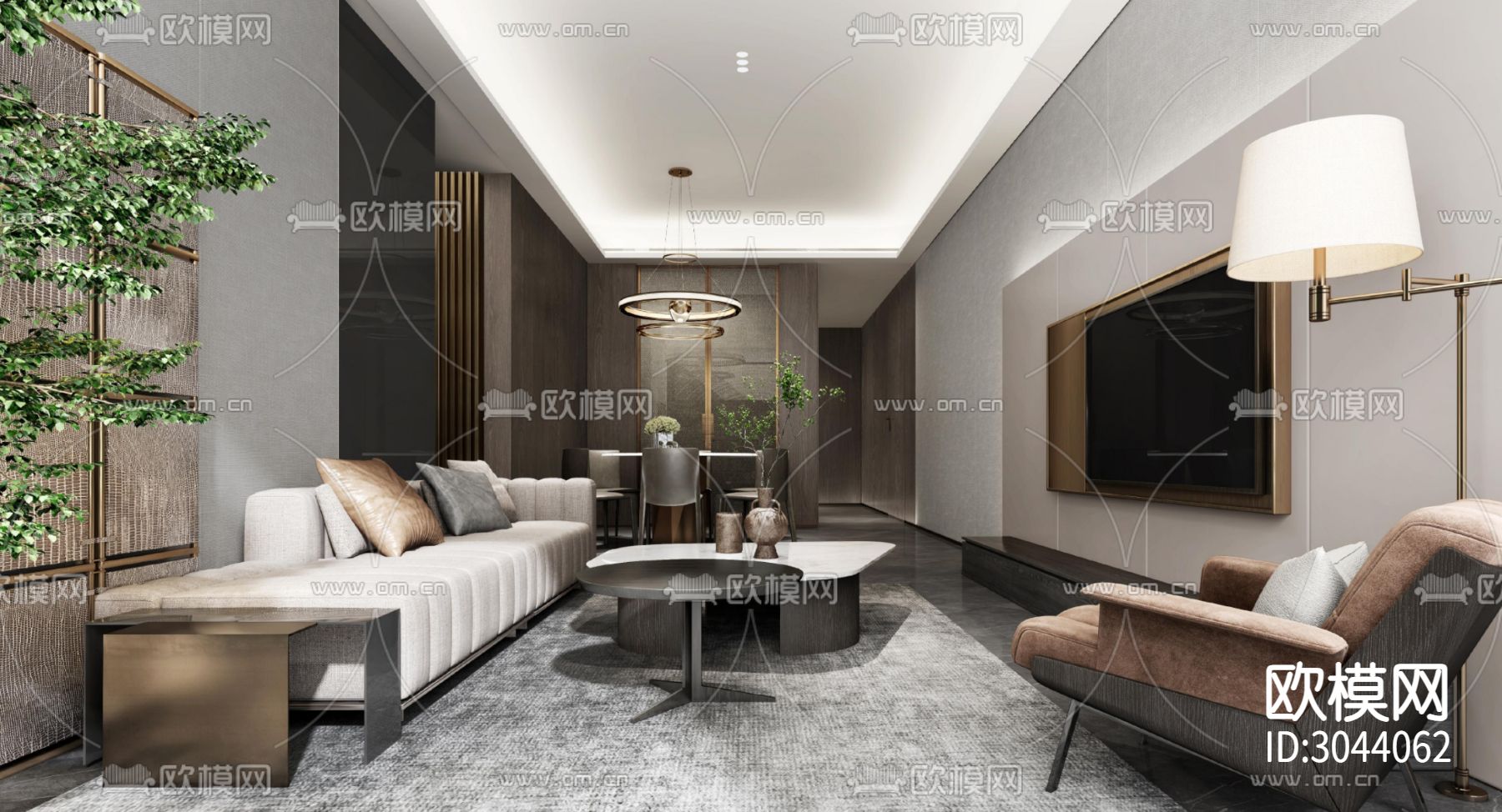 CCD-深圳清湖山庄A户型样板间cad施工图下载（渲染图2）