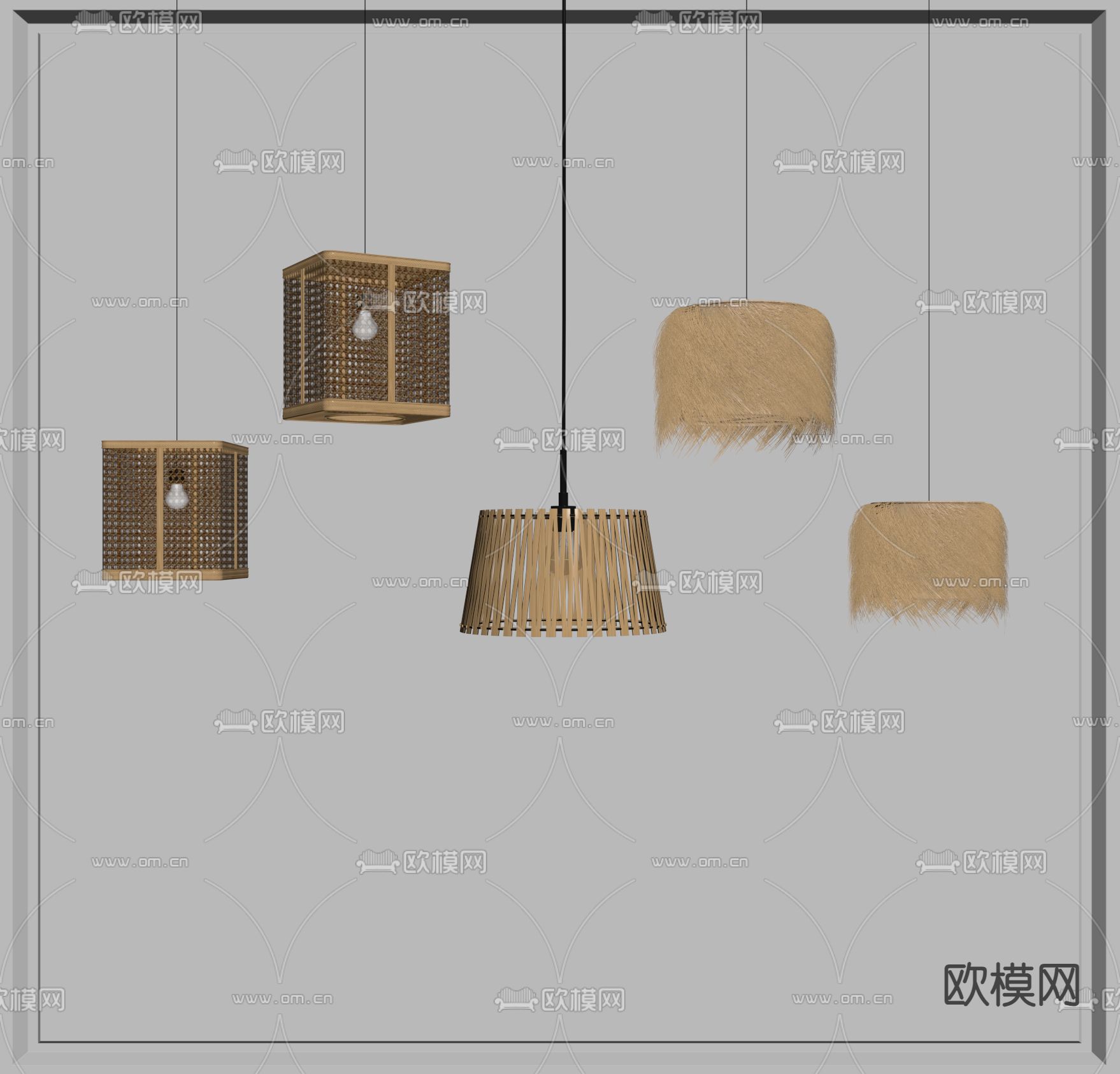 侘寂吊灯su模型下载（渲染图1）