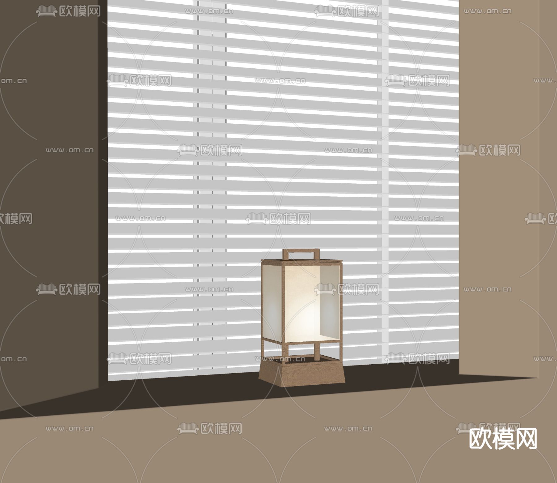 日式台灯su模型下载（渲染图1）