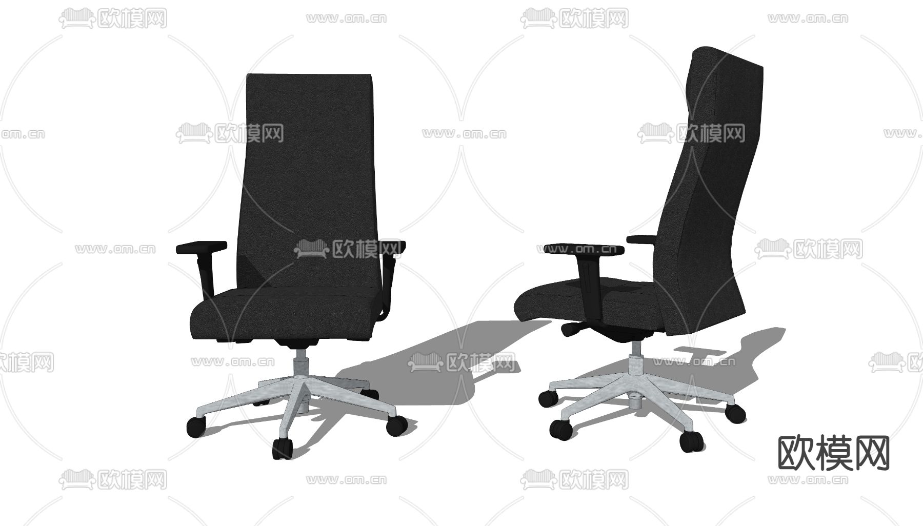 现代办公椅 皮椅 转椅su模型下载（渲染图1）