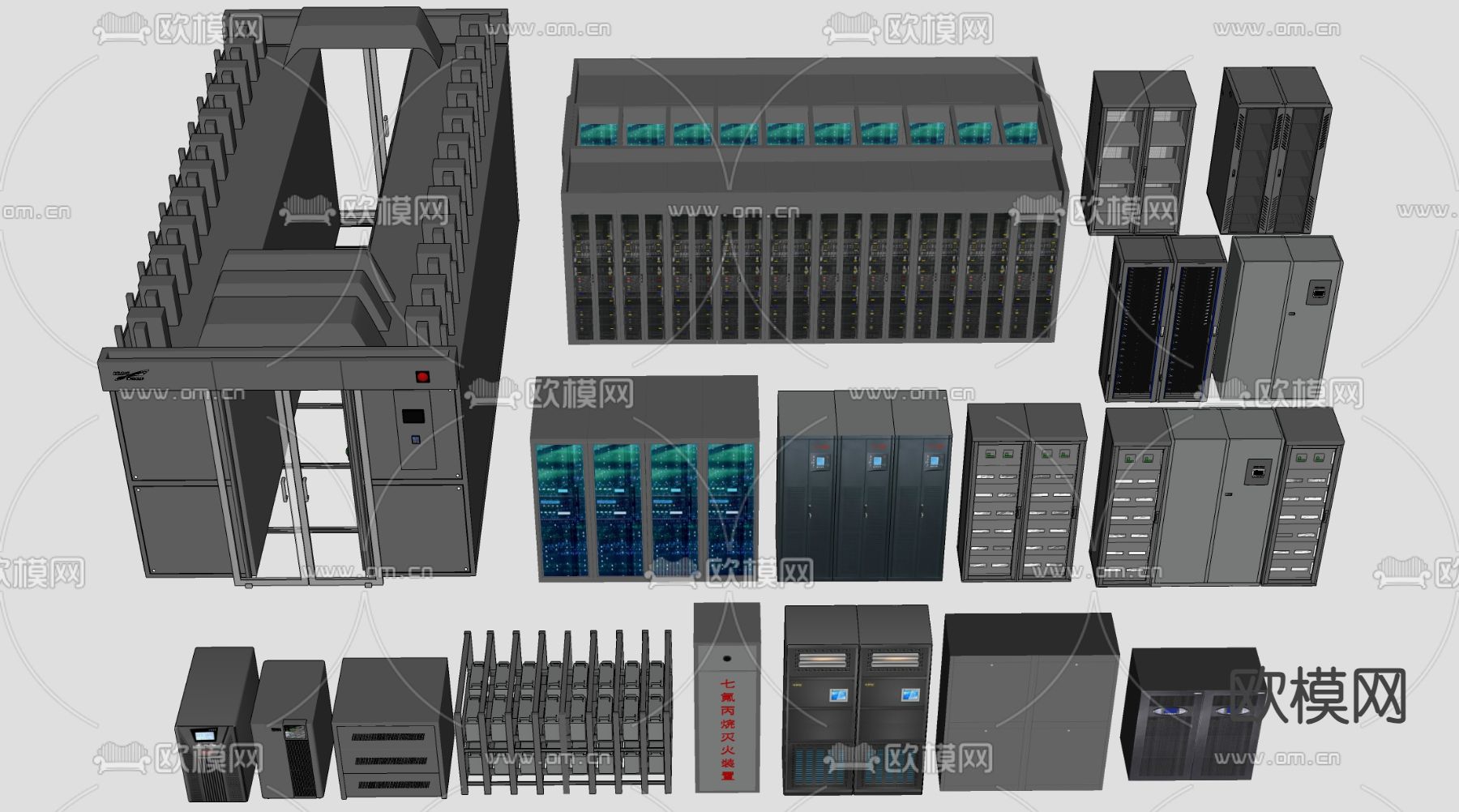机房服务器 弱电箱 配电箱su模型下载（渲染图1）