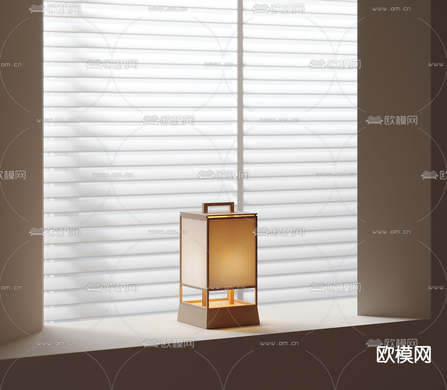 日式台灯su模型下载（渲染图2）