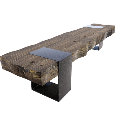  侘寂风户外椅 长条椅su模型 