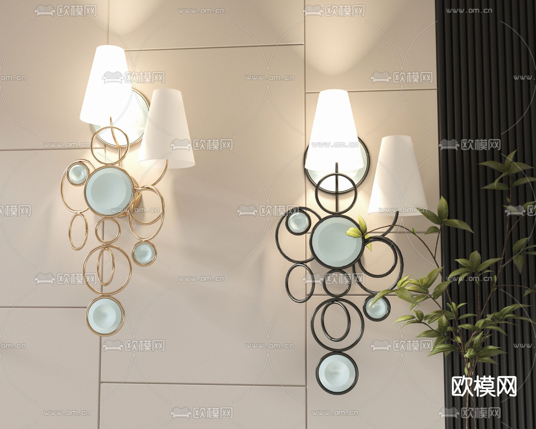 简欧壁灯3d模型下载