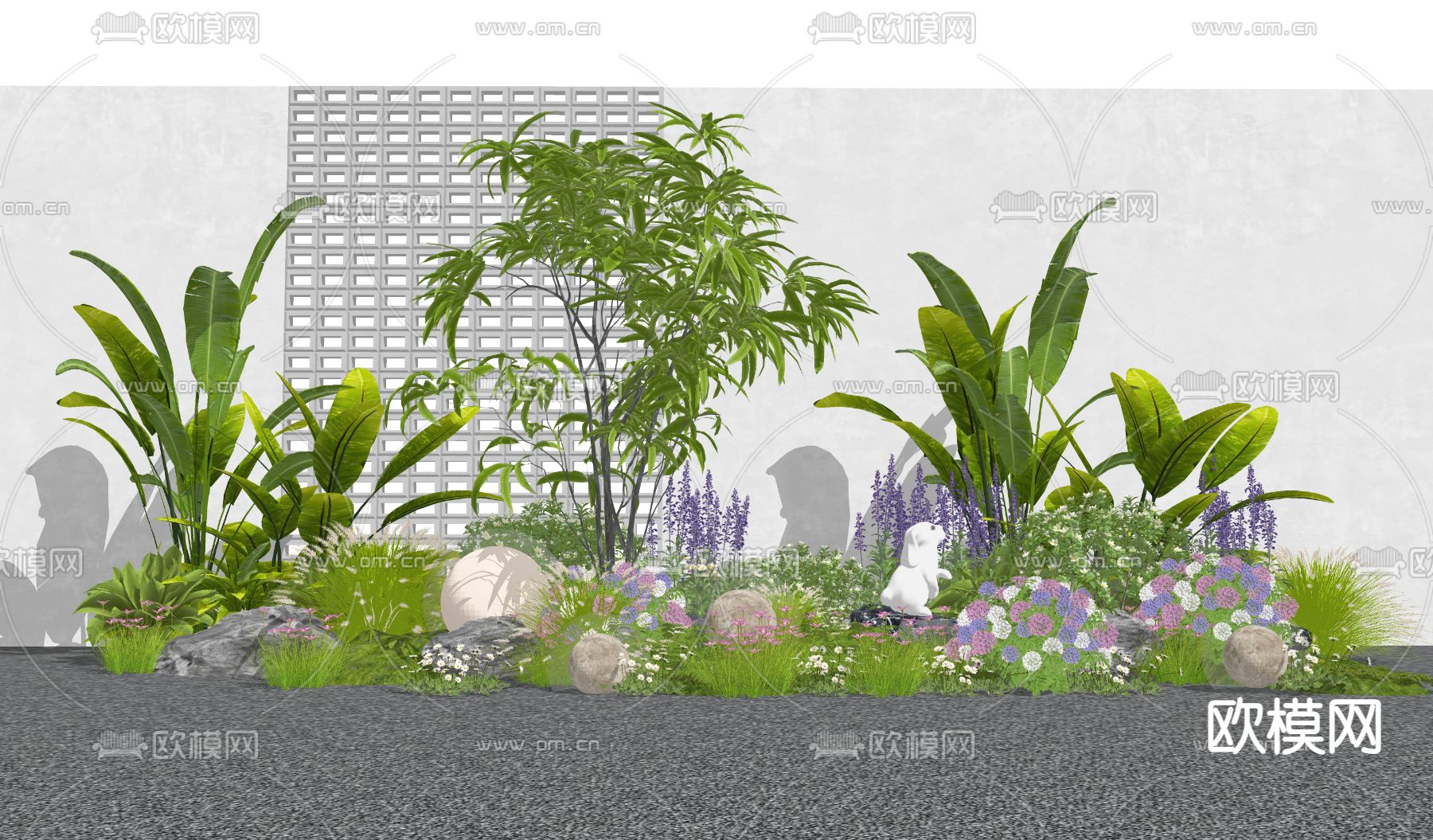 花境植物堆su模型下载（渲染图1）
