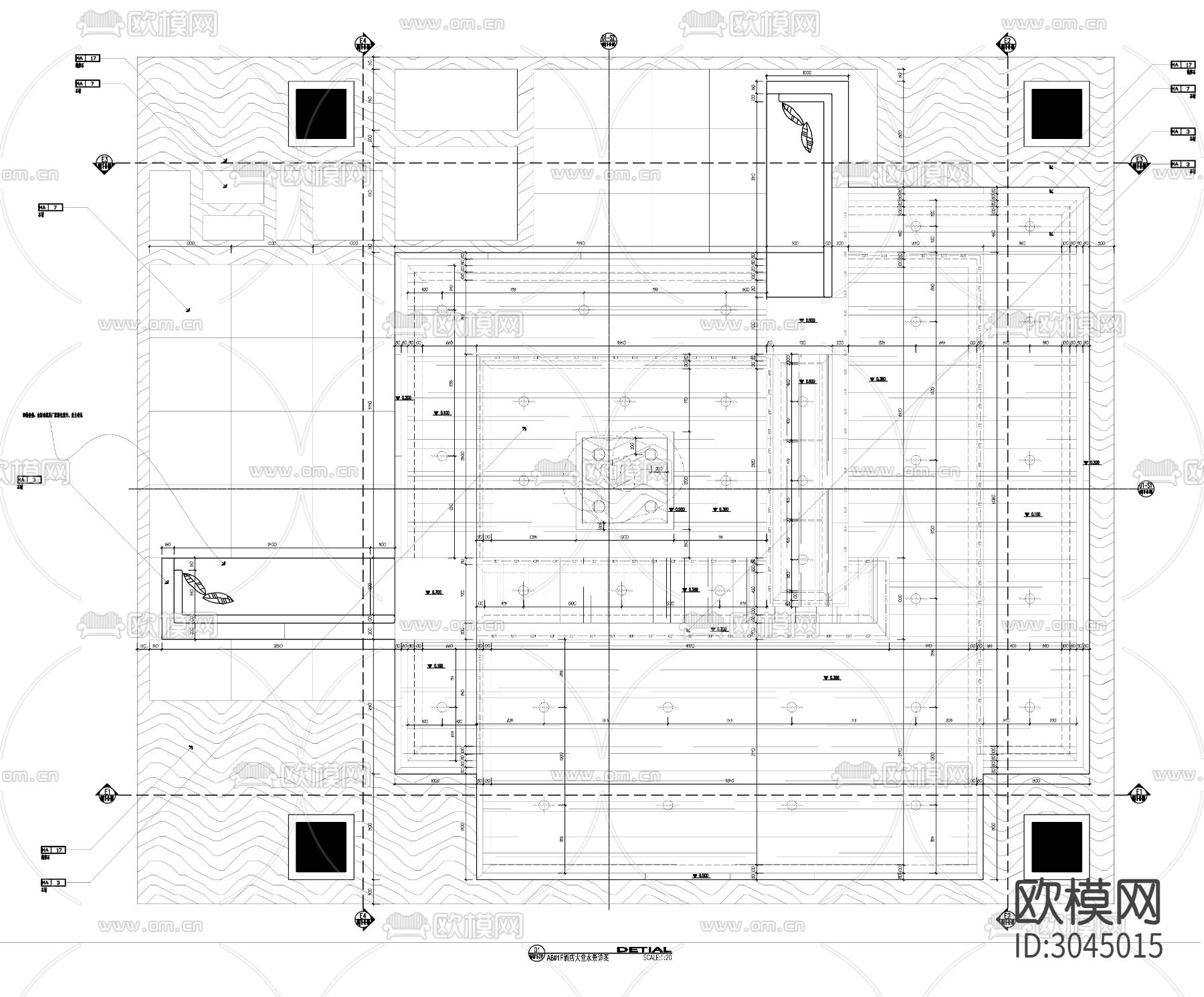 酒店大堂水景cad大样图下载（渲染图1）