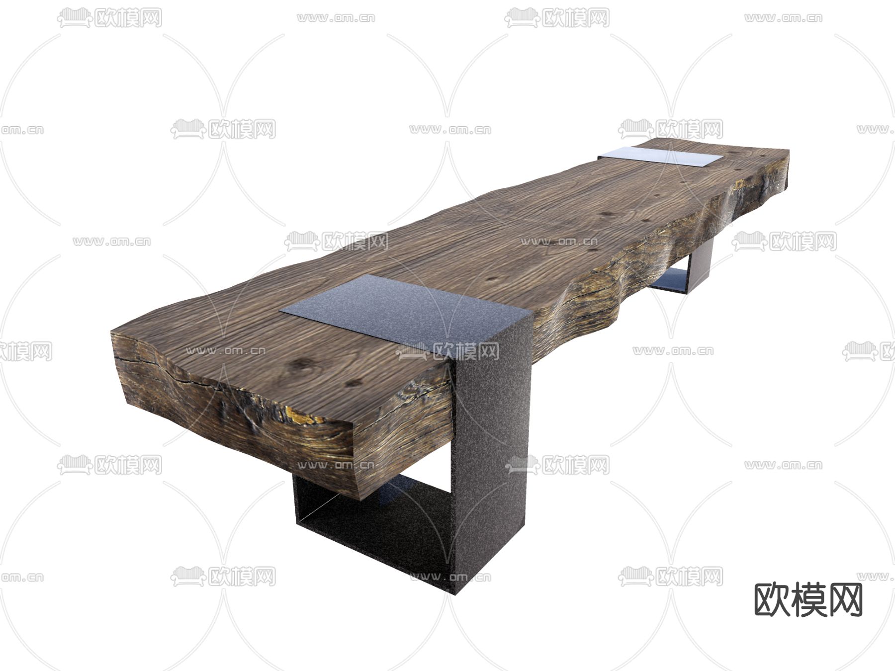 侘寂风户外椅 长条椅su模型下载（渲染图2）