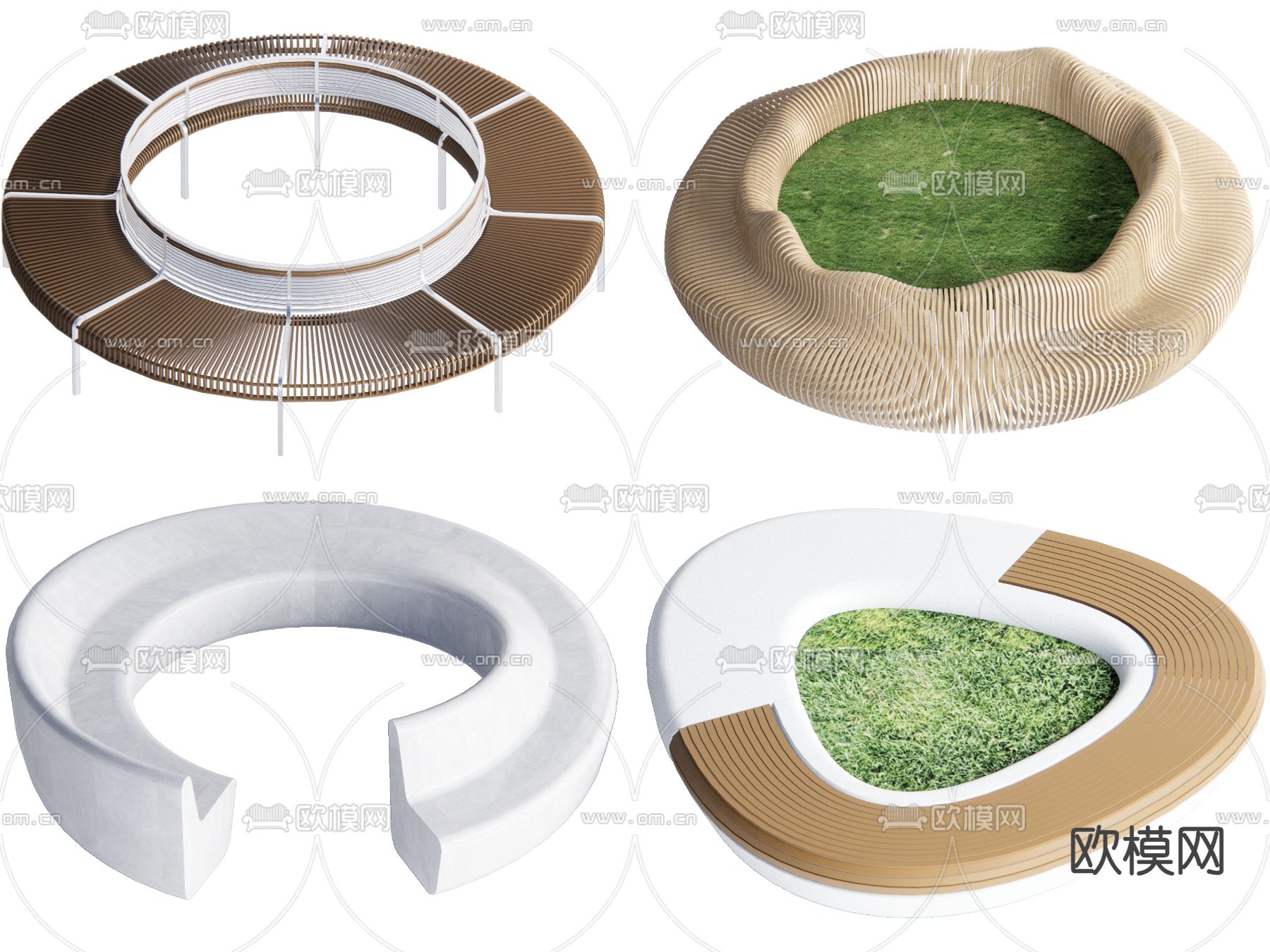 现代树池 景观座椅su模型下载（渲染图2）