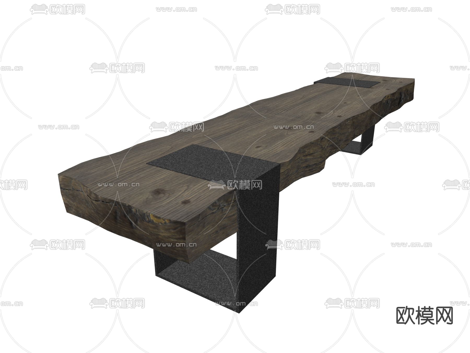 侘寂风户外椅 长条椅su模型下载（渲染图1）