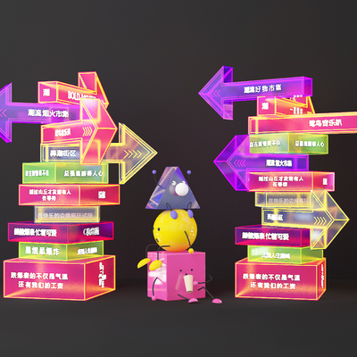  导视 指引牌 指路牌su模型 