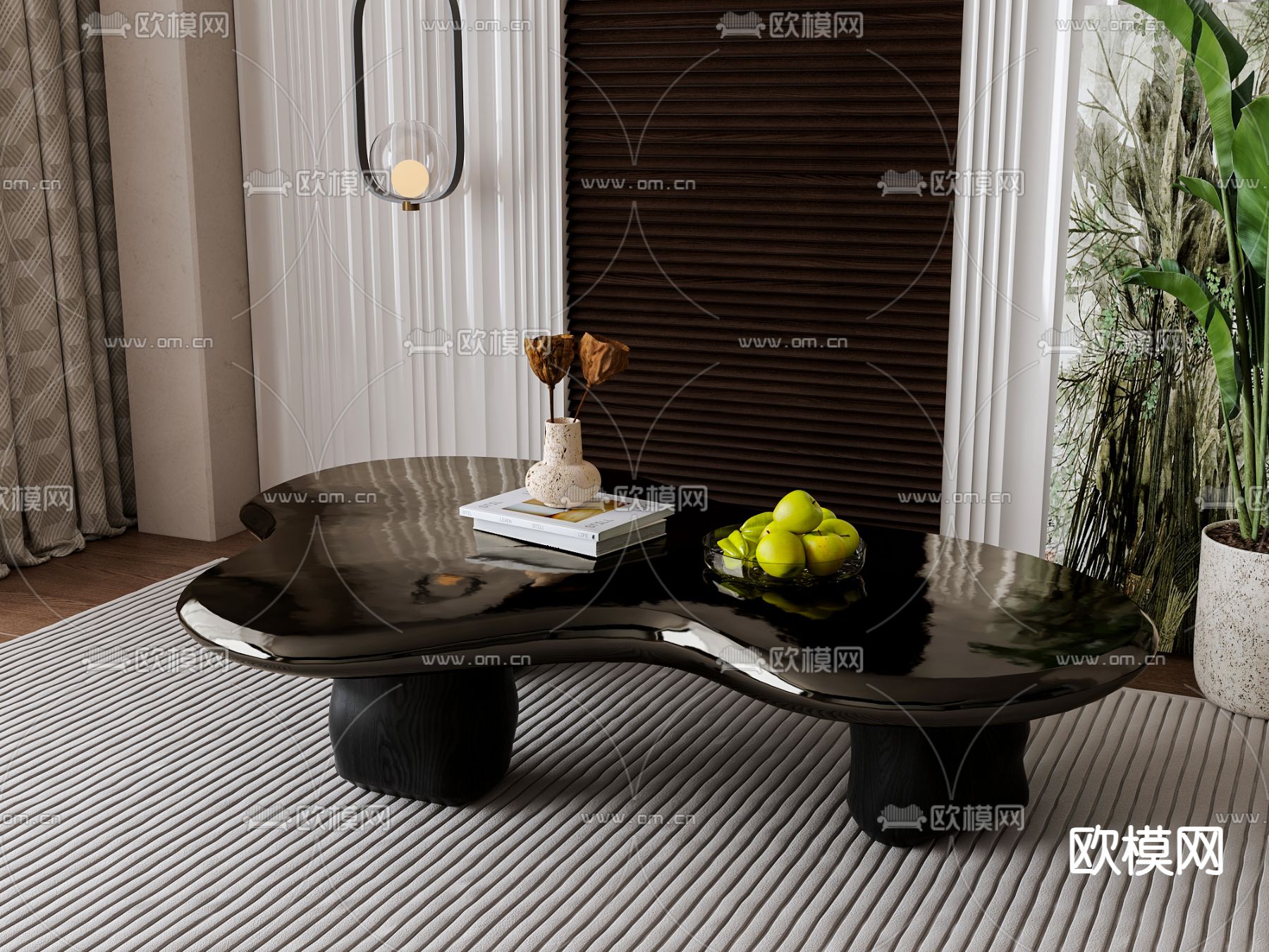 侘寂风茶几su模型下载（渲染图2）