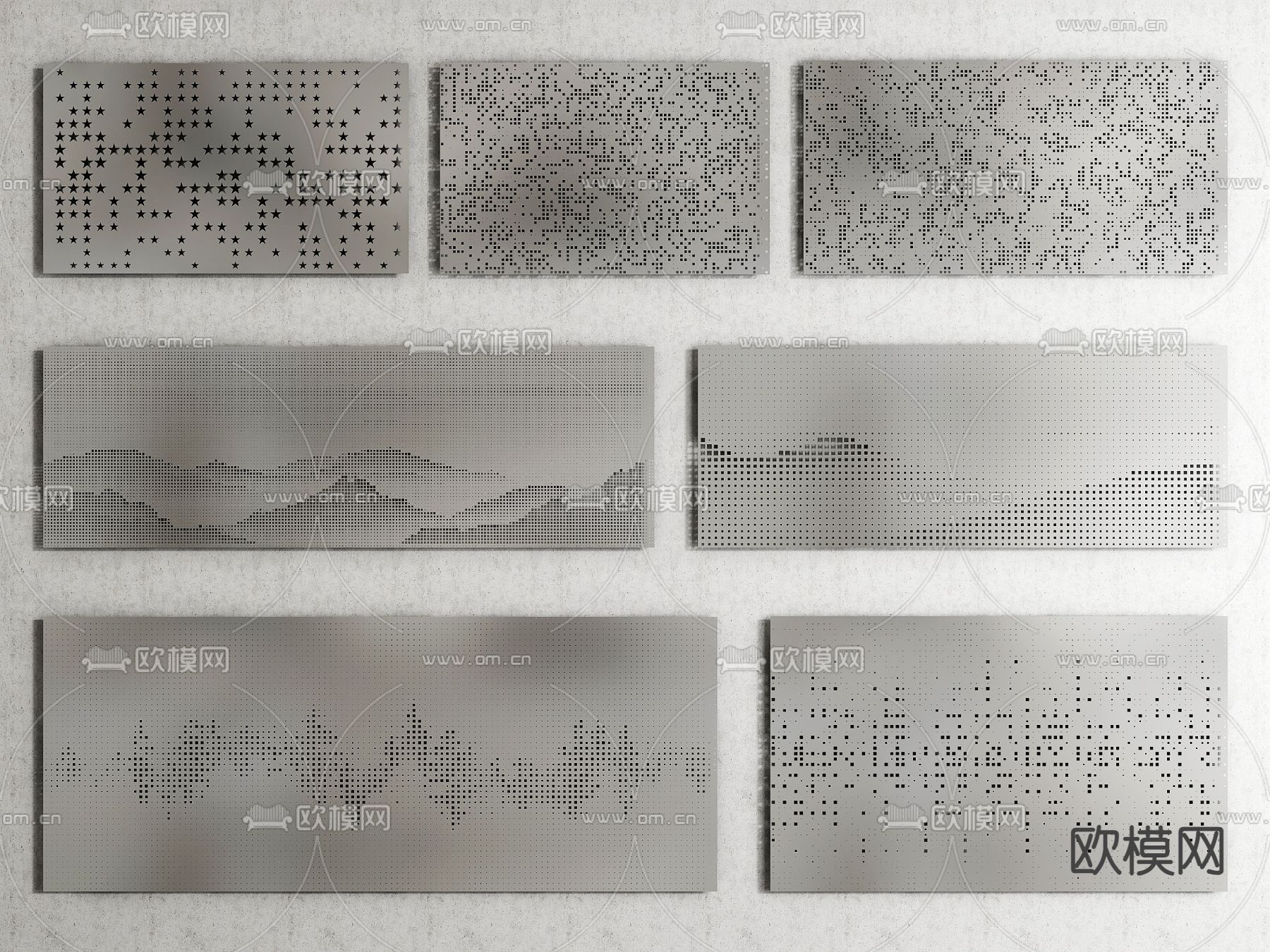 现代冲孔板 穿孔板 镂空板su模型下载（渲染图2）