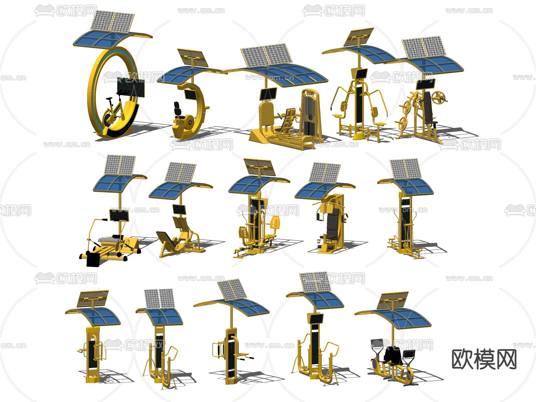 健身器材su模型下载