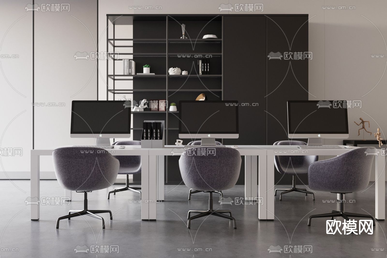 卡位办公桌 工位 岗位3d模型下载