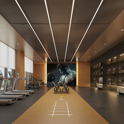  工业风健身房su模型 