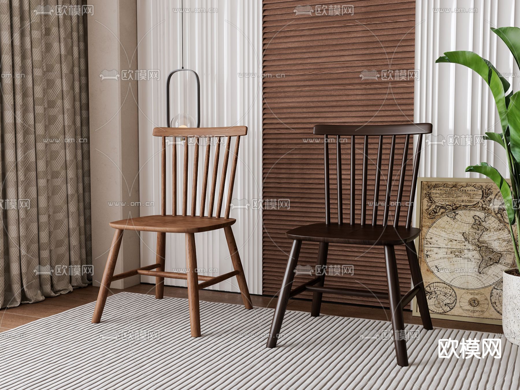 美式餐椅su模型下载（渲染图2）