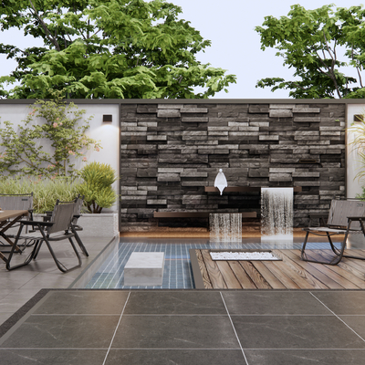  现代庭院景观su模型 