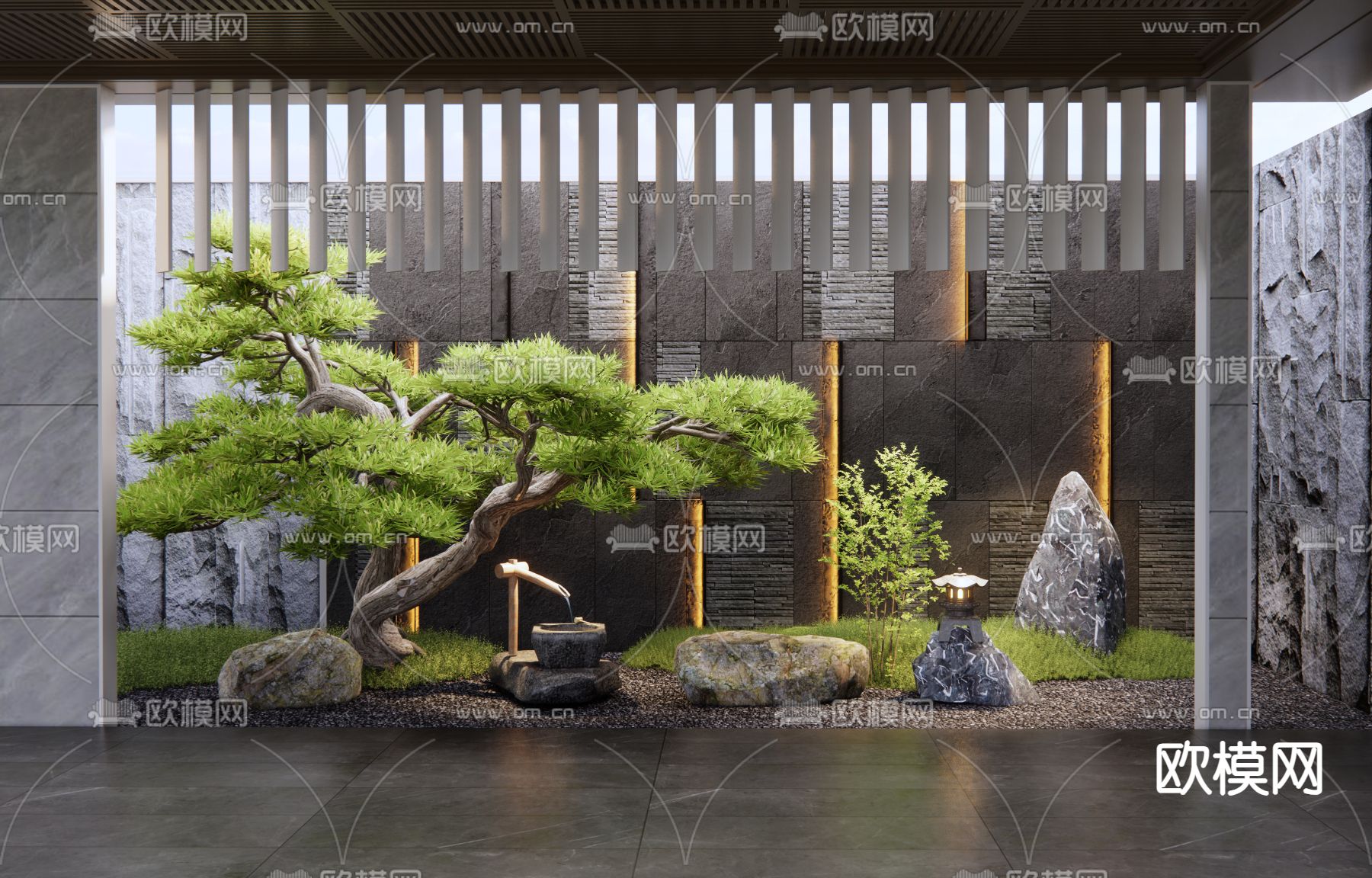 景观小品 植物造景 景观石3d模型下载