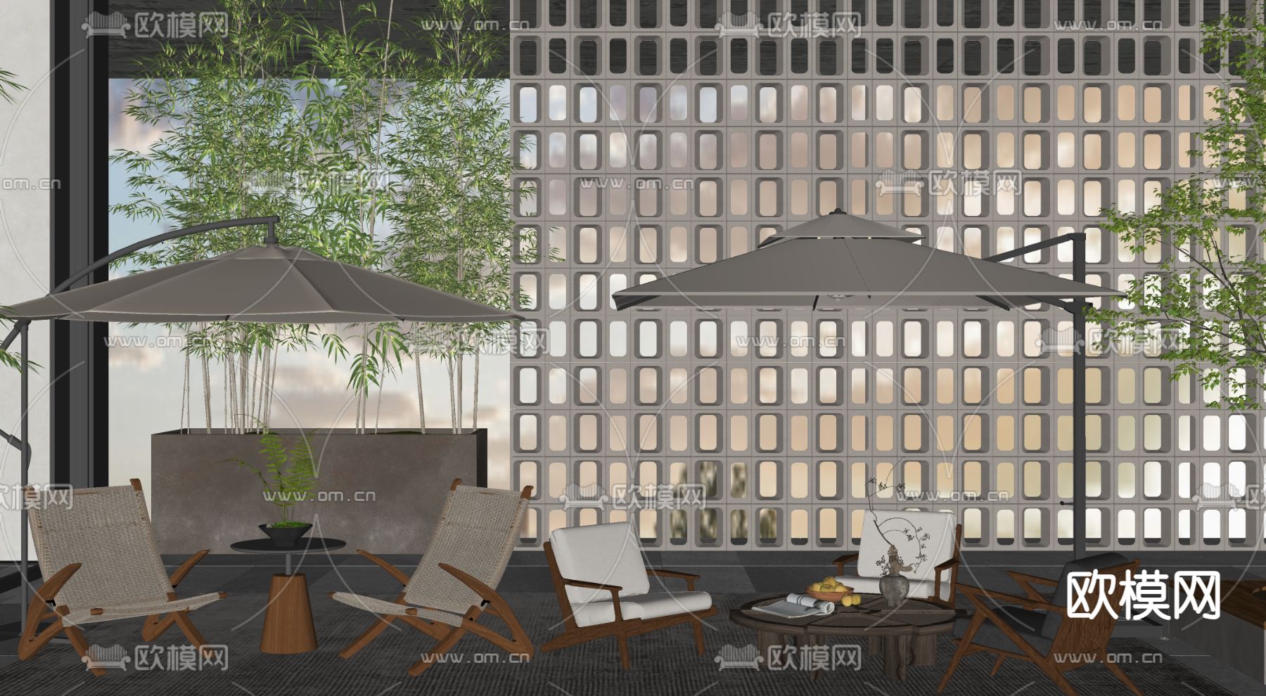 户外桌椅 露营桌椅 折叠桌椅su模型下载（渲染图1）