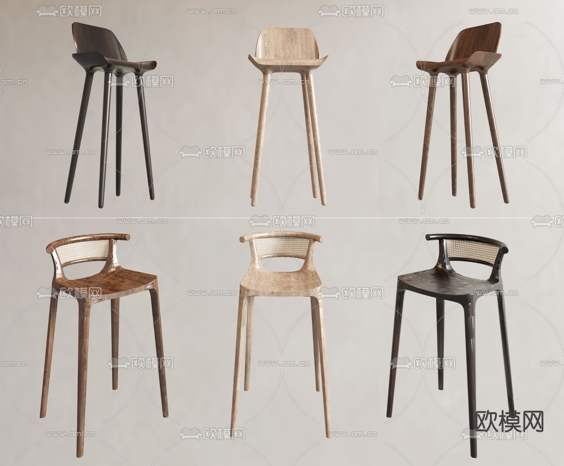 中古风吧椅 吧凳  高脚凳3d模型下载