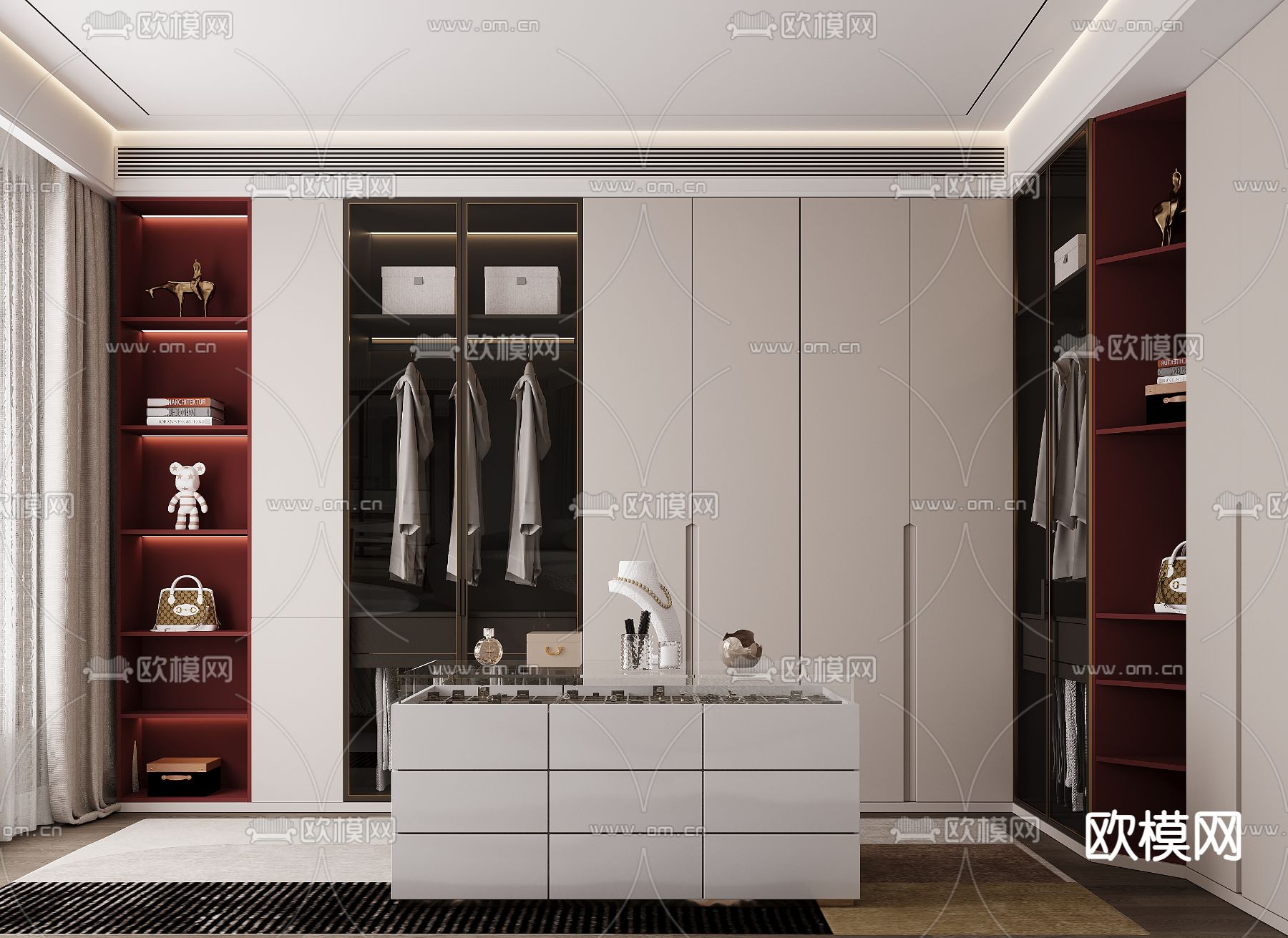 轻奢衣帽间3d模型下载