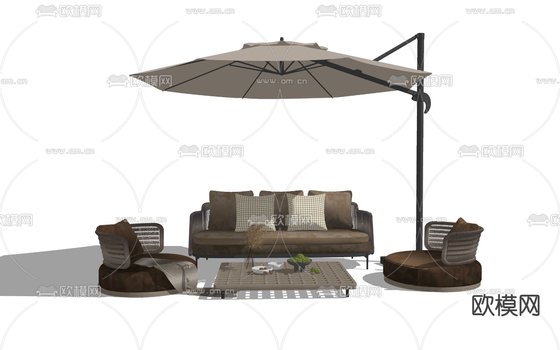 现代户外沙发 庭院沙发su模型下载（渲染图1）