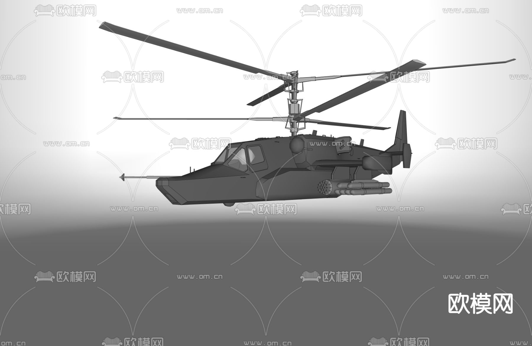 武装直升机su模型下载（渲染图1）