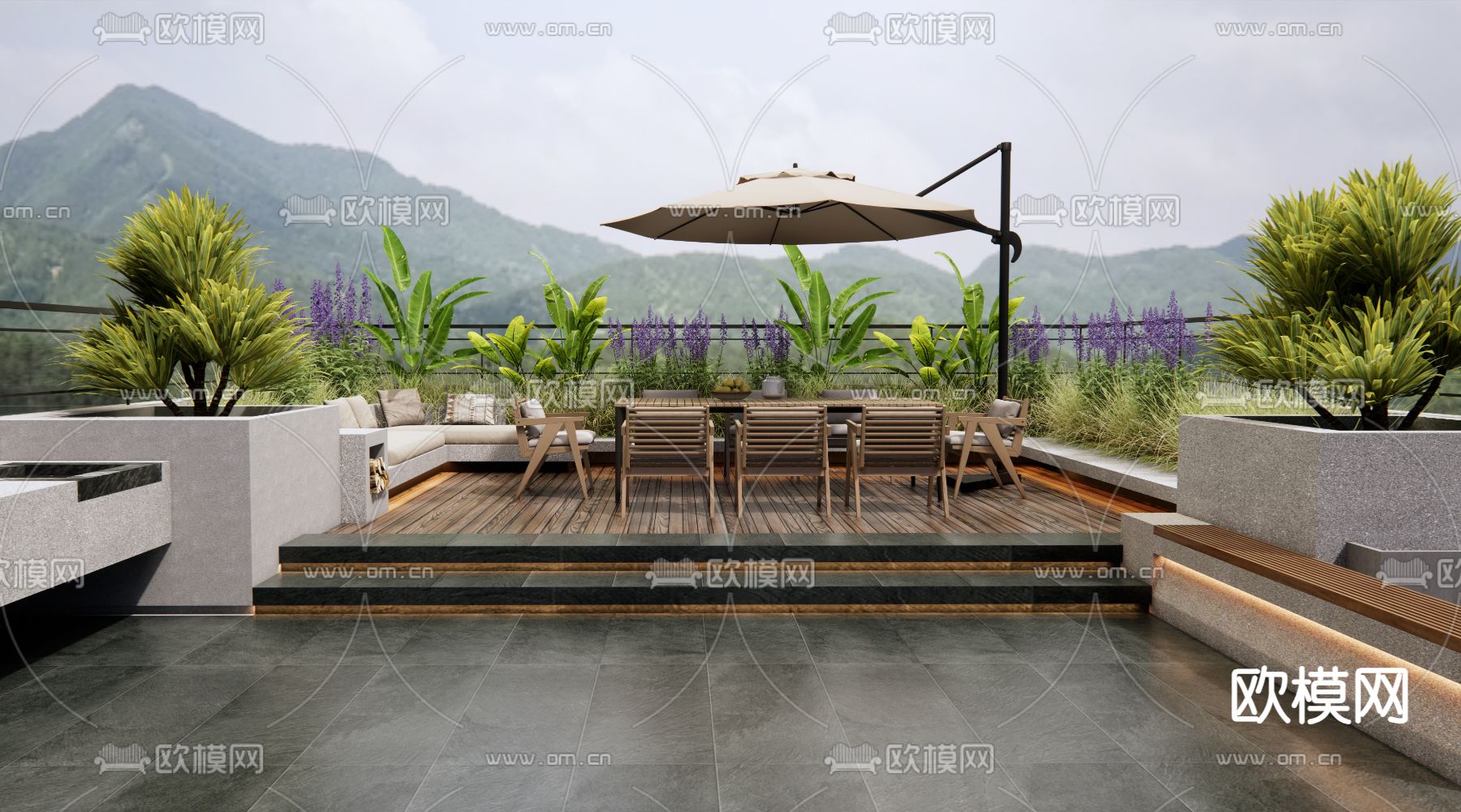 阳台 露台 屋顶花园3d模型下载