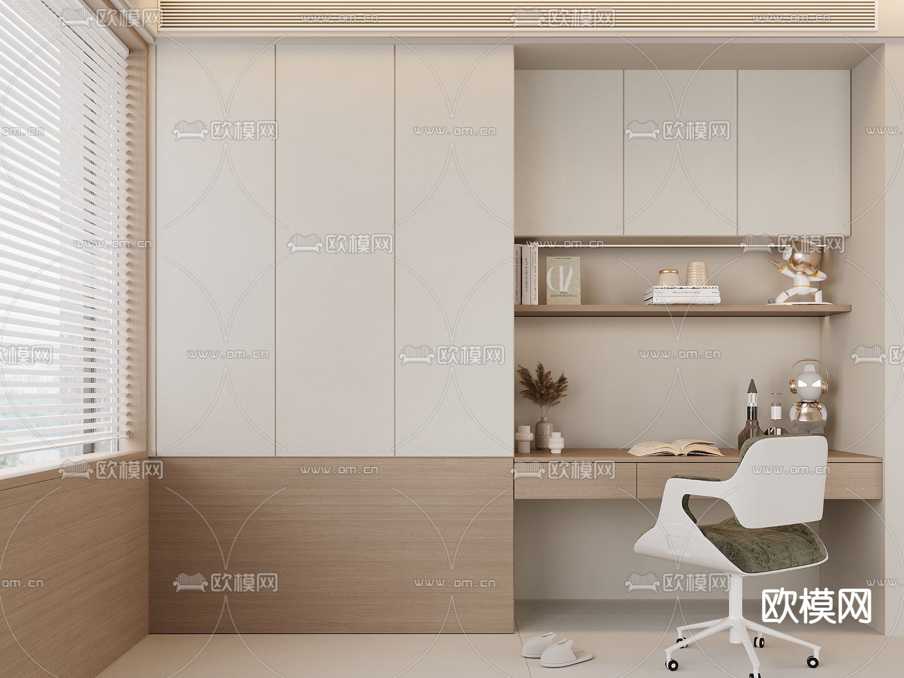 一体式书桌 写字台3d模型下载