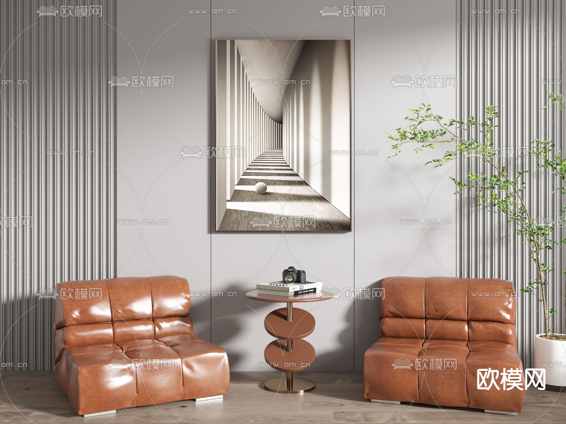 皮革沙发 休闲沙发3d模型下载