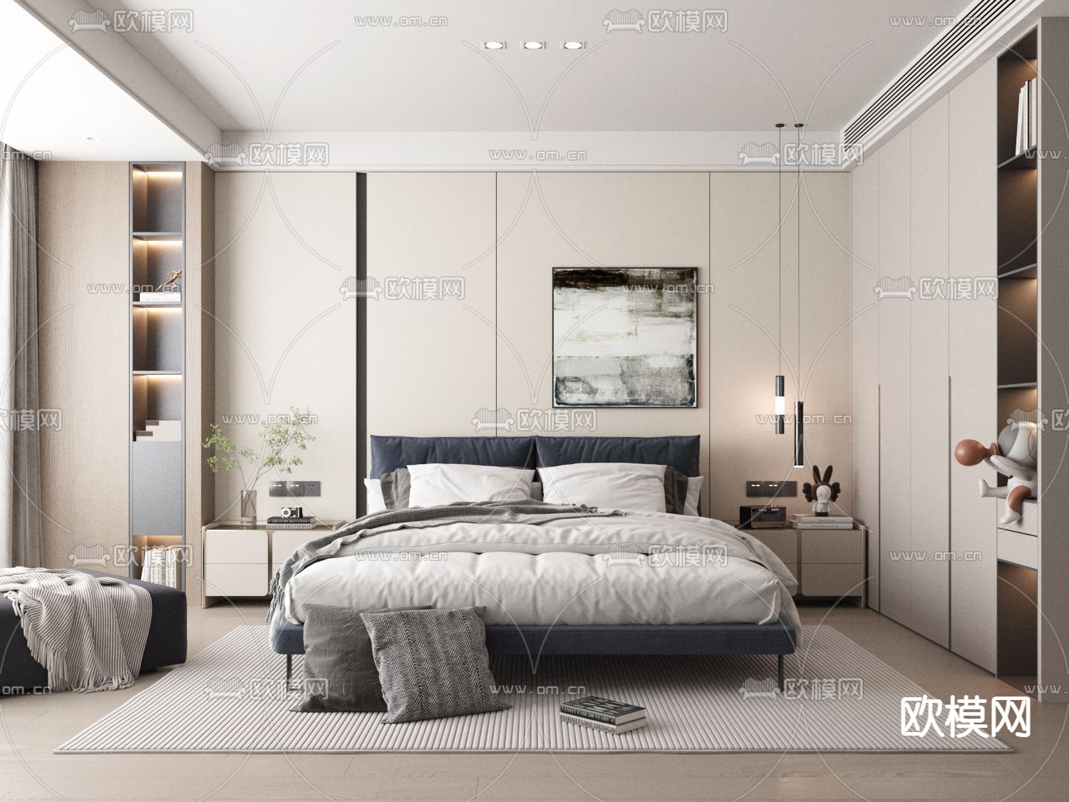现代卧室 主人房3d模型下载