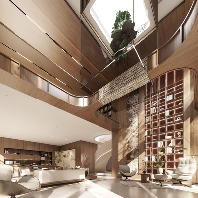 新中式酒店大堂3d模型