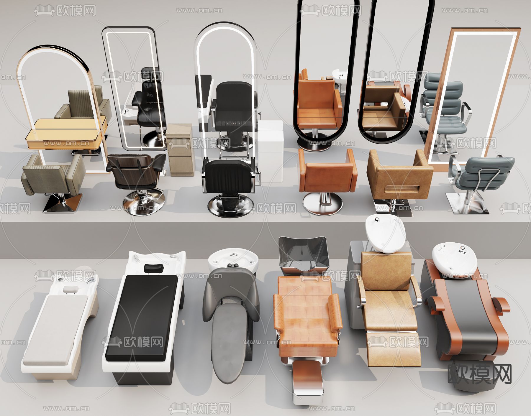 理发椅 洗头椅3d模型下载