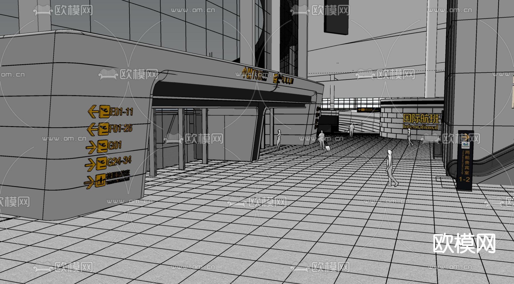 现代机场su模型下载（渲染图1）