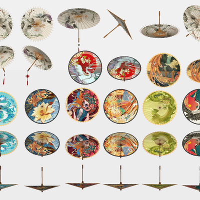  油纸伞 雨伞 伞 装饰伞su模型 