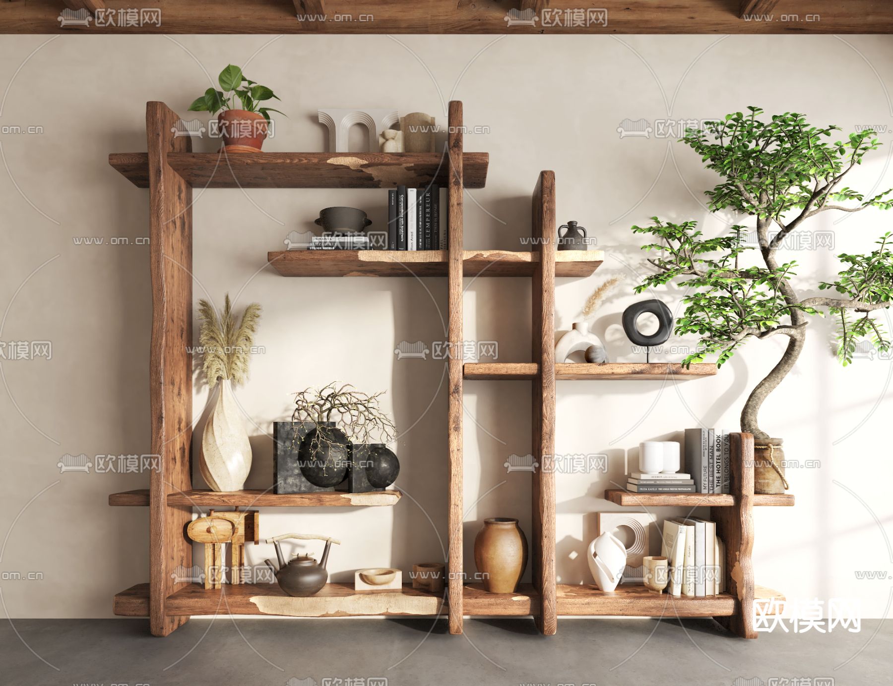 中古风装饰架 置物架3d模型下载