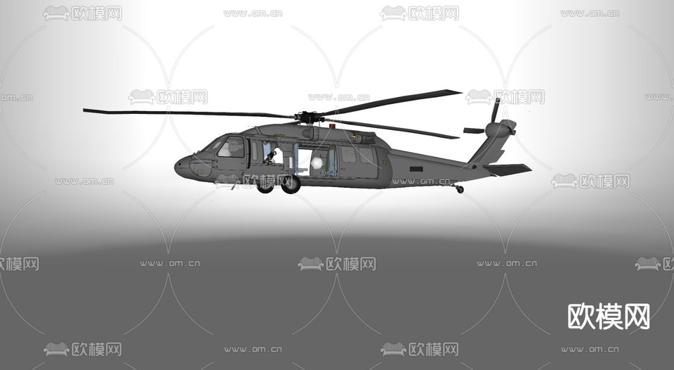 美军黑鹰飞机su模型下载(渲染图1)
