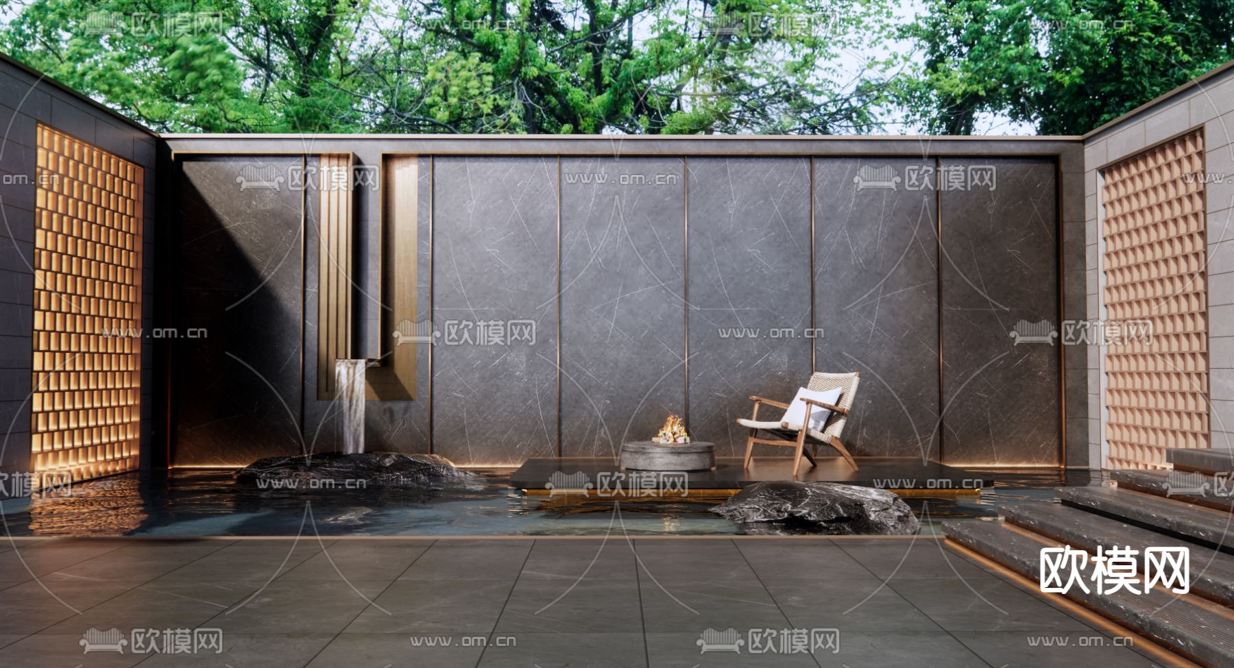 喷泉 水池小品3d模型下载