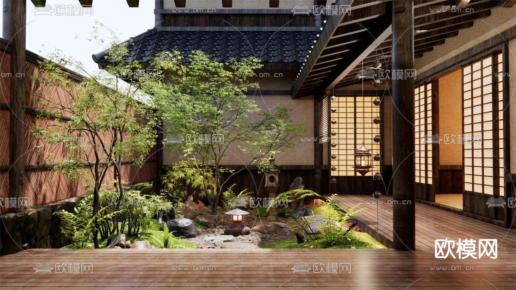 日式庭院景观 禅意庭院3d模型下载