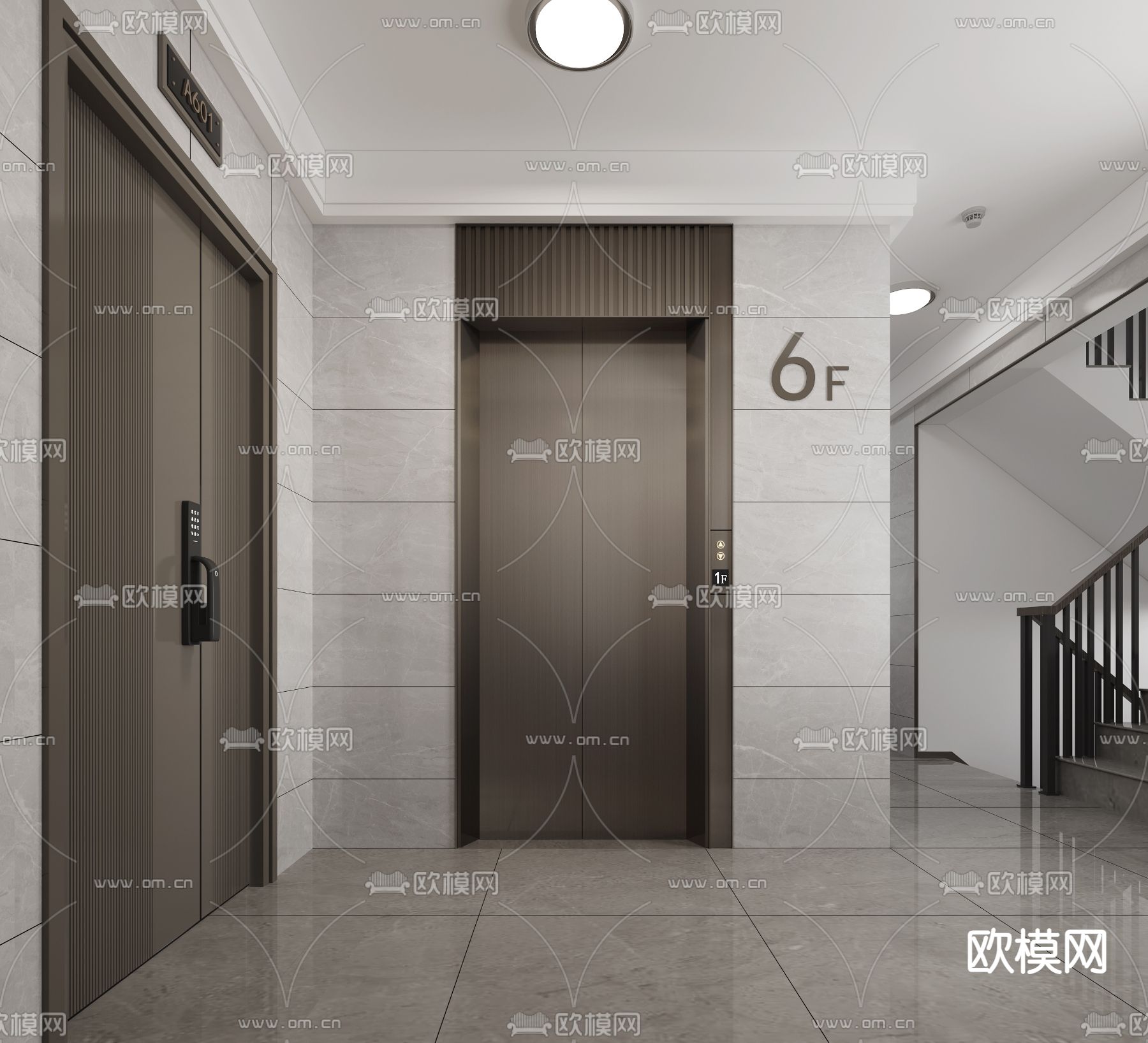 住宅楼电梯厅 电梯间3d模型下载