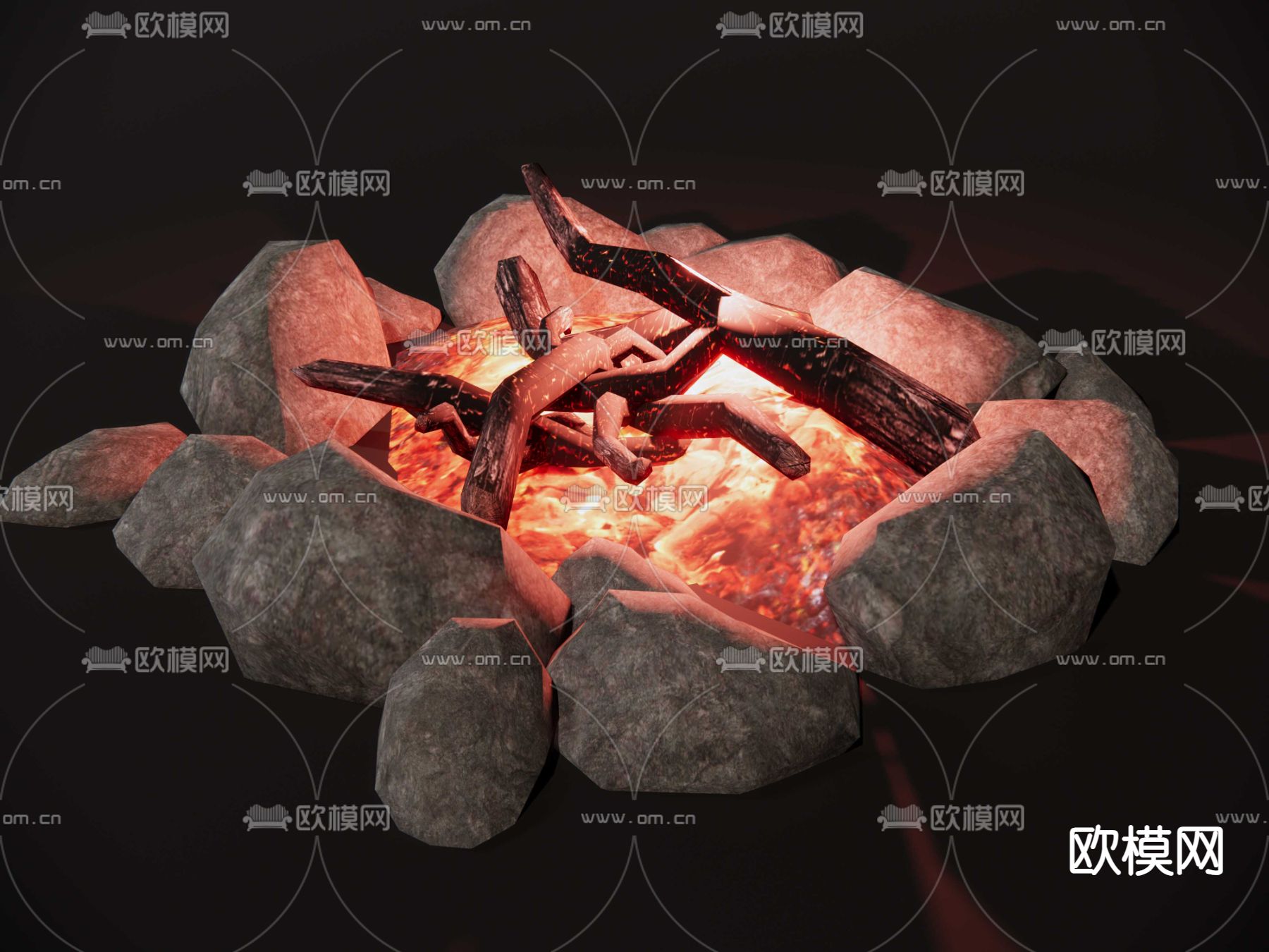 篝火堆su模型下载（渲染图2）