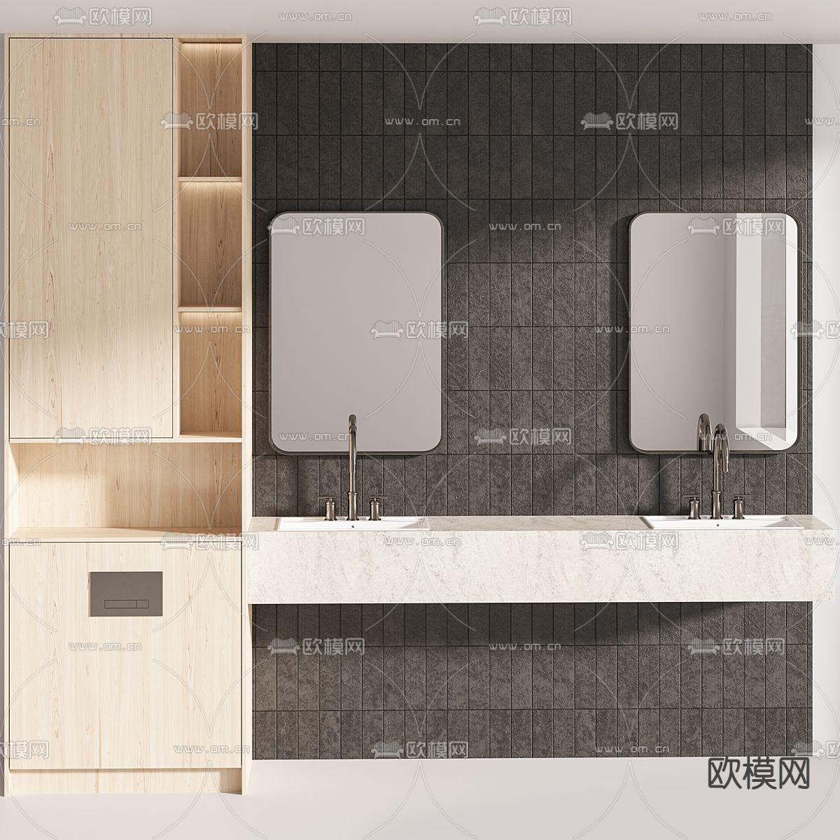 浴室柜 洗手台3d模型下载（渲染图1）